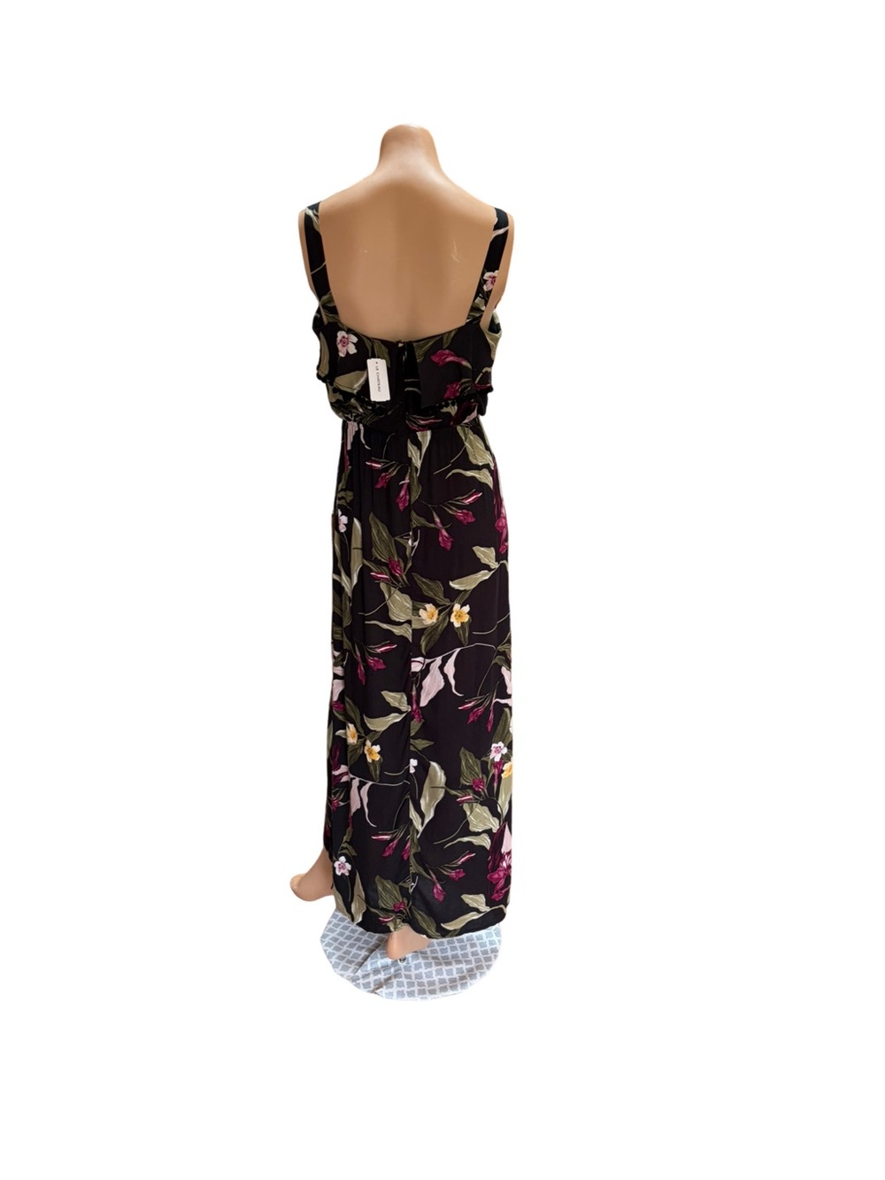 NWT Le Château Tropical Floral Maxi Dress Pom Pom Trim XS - Picture 6 of 14